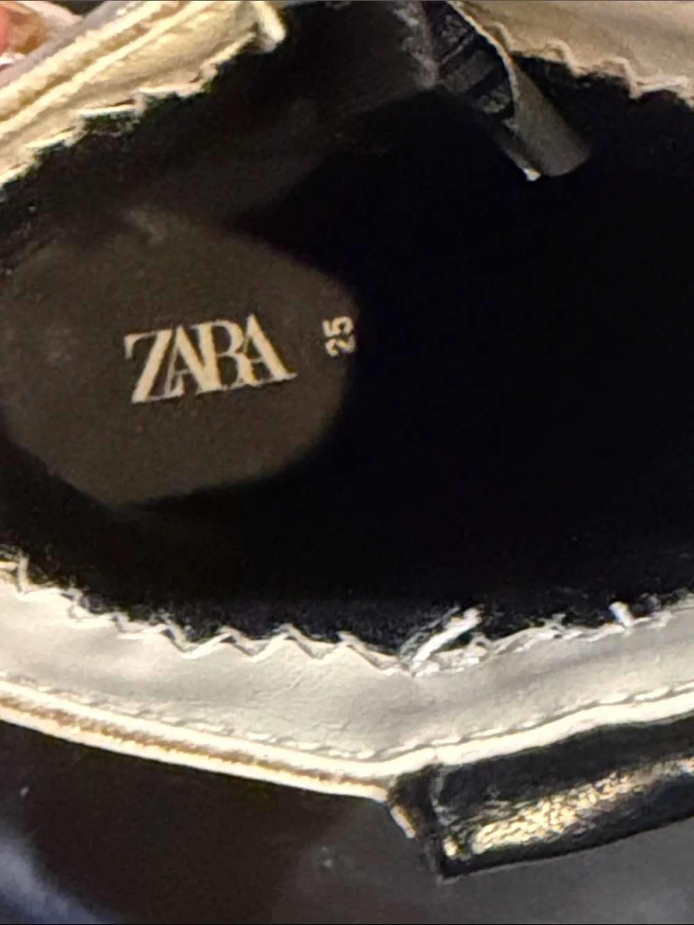 Zara Kids Western Star Leather Cowboy Boots in Cream and Black
